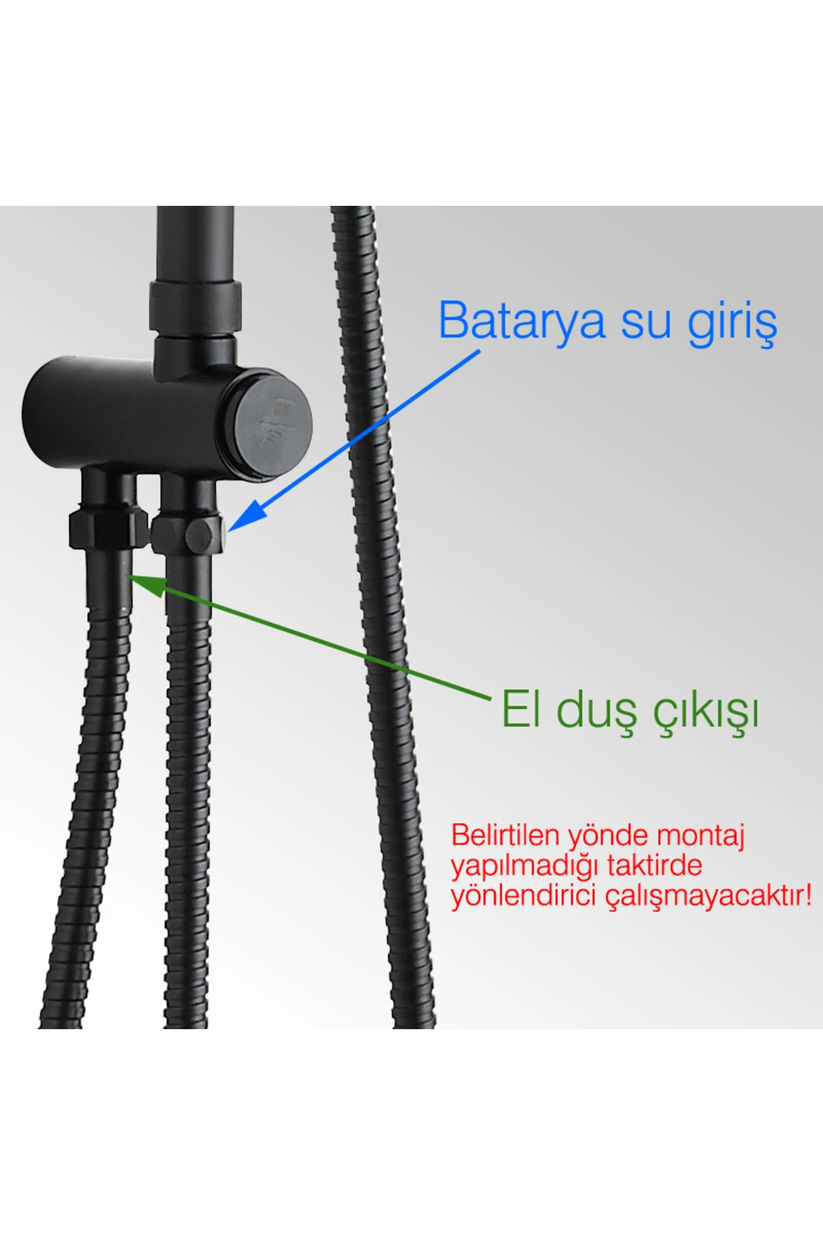 Kolonlu Tepe Duş Seti Robot Duş 3 Fonksiyon El Başlıklı Siyah Kds121-b