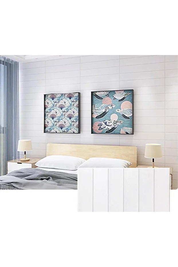 Kendinden Yapışkanlı Tek Parça Lambiri Model 70x500cm Salon Koridor Sünger Duvar Kağıdı Paneli NW43