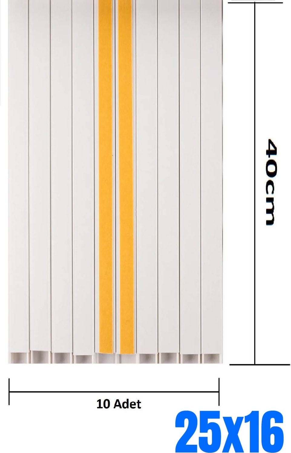 4 Metre Kedinden 25X16MM Yapışkanlı Kablo Kanalı | 4m (10 Adet x 40CM) Kablo Gizleyici |