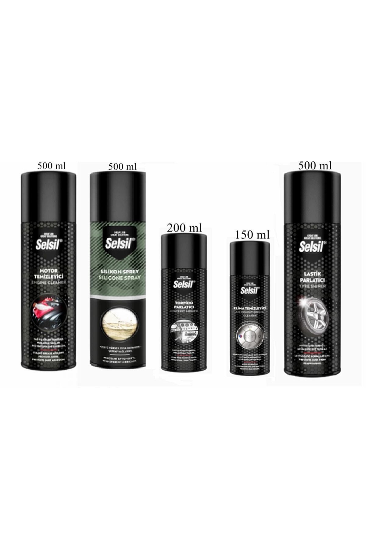 Bakım Seti-Motor Temizleme Spreyi -Silikon Sprey- Lastik Par. 500 ml-Torpido Par. 200 ml-Klima 150ml