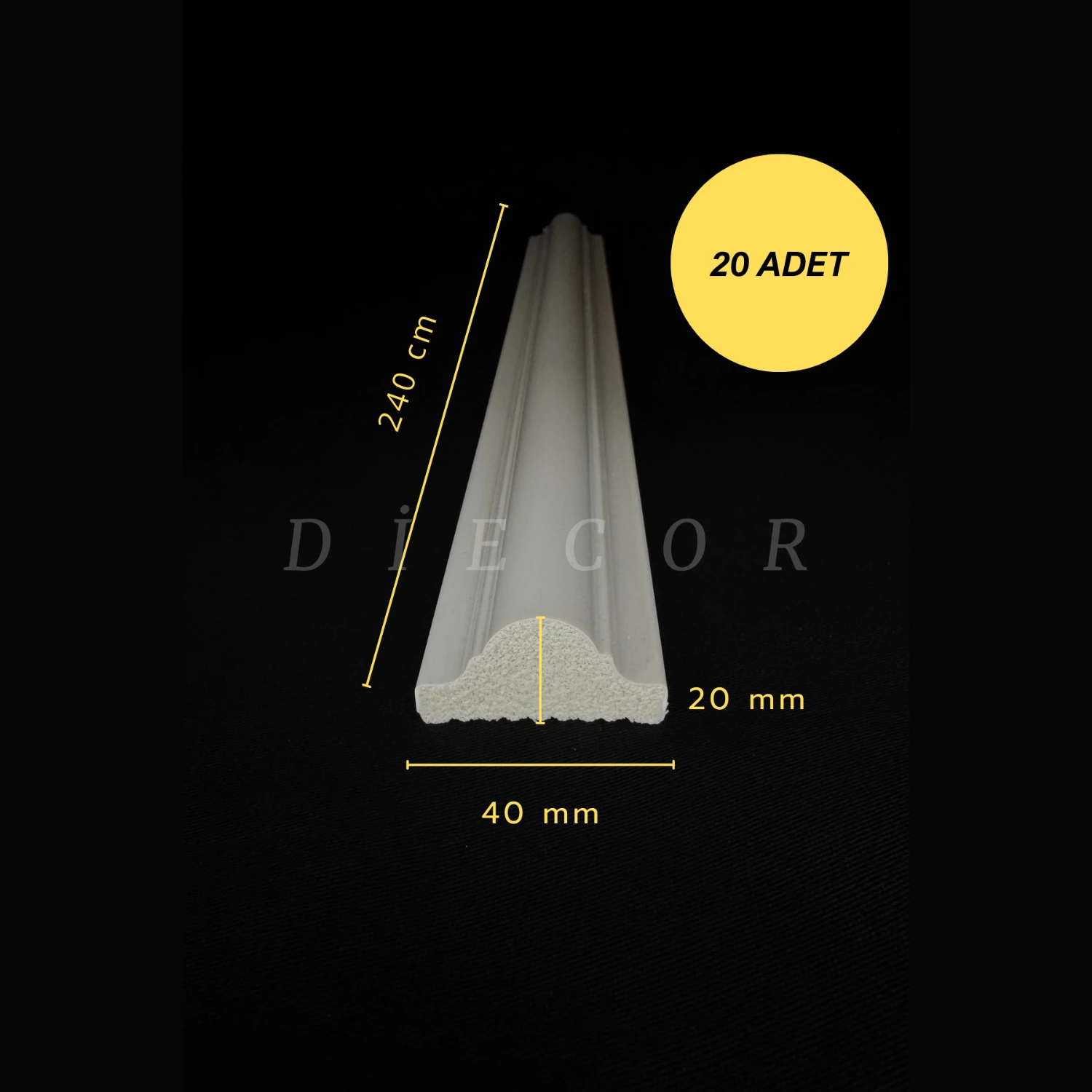 Dekoratif Boyanabilir 20 Adet 4 cm Polistren Duvar Çıtası