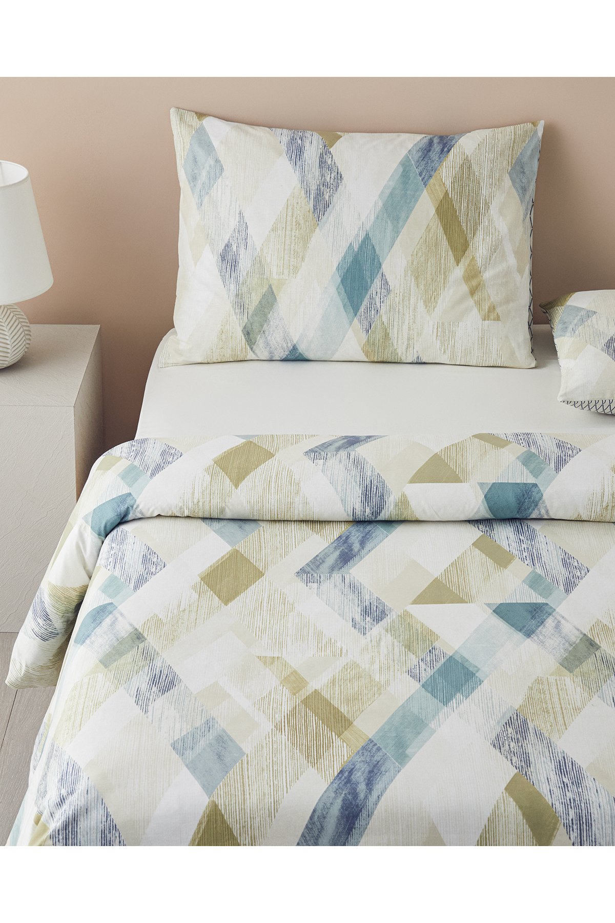 Modern Argyle Pamuk Çift Kişilik Nevresim Takımı 200x220 cm Mavi