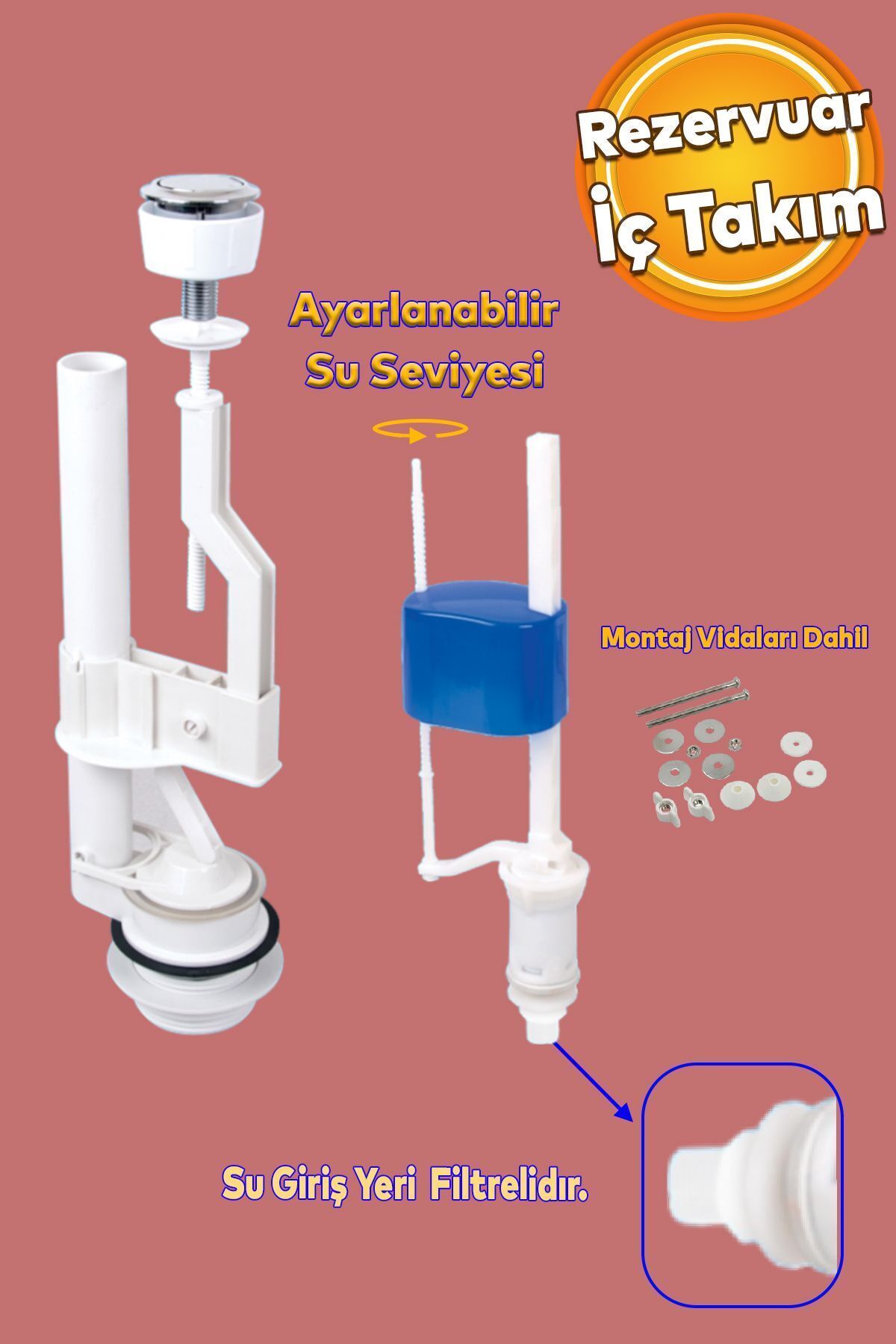 Rezervuar Basmalı İç Takımı Alafranga Oturmalı Tuvalet Klozet Sifon İç Düzenek Otomatik Su Dolum