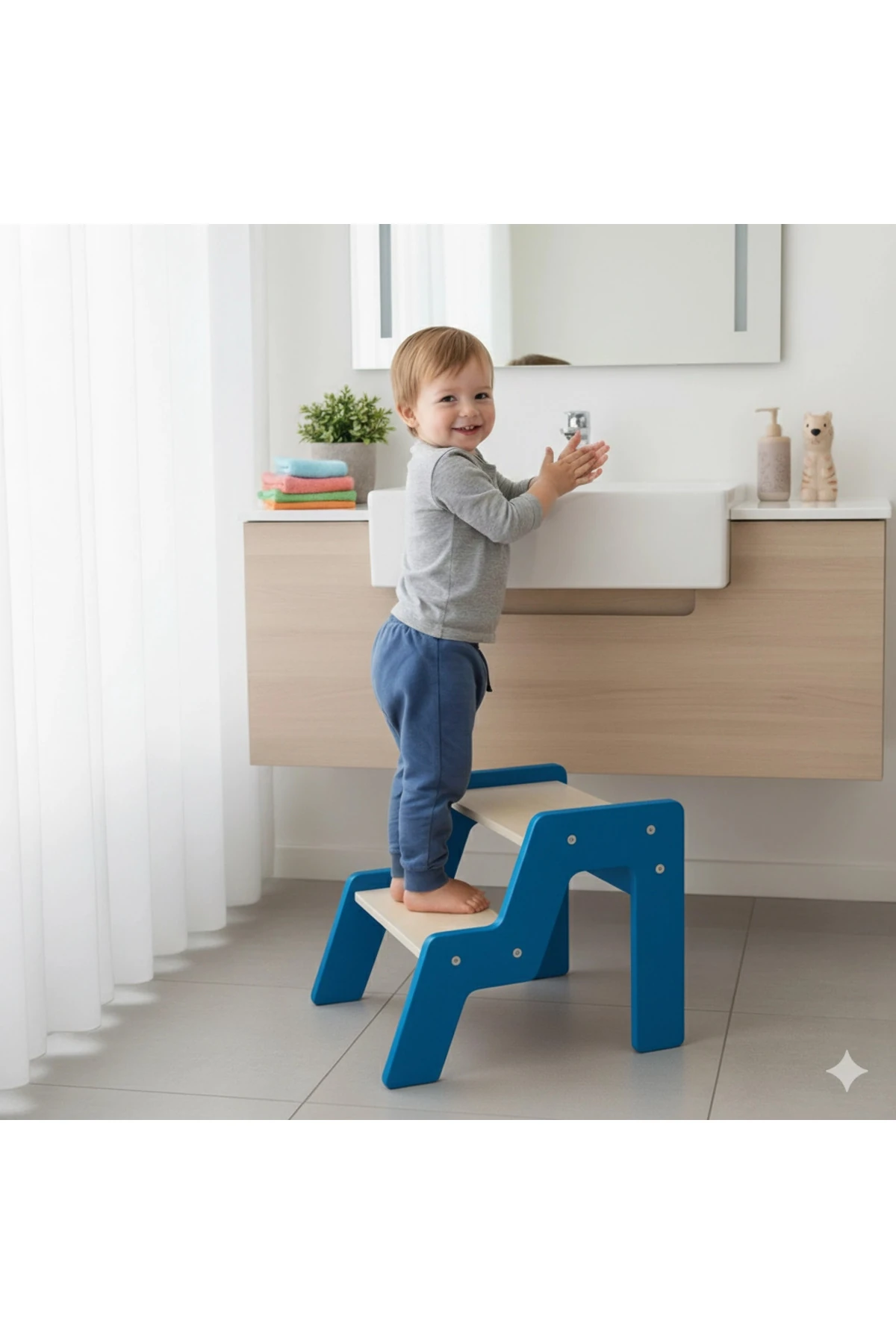 Montessori Basamaklı Tabure (Mavi)