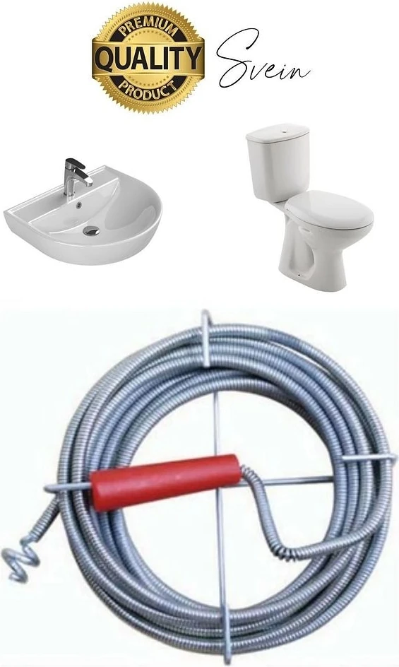 Premium 12 Metre 9mm Tıkanıklık Kanal Klozet Gider Açıcı Boru Temizleme Spiral Tel Susta Manuel Uç