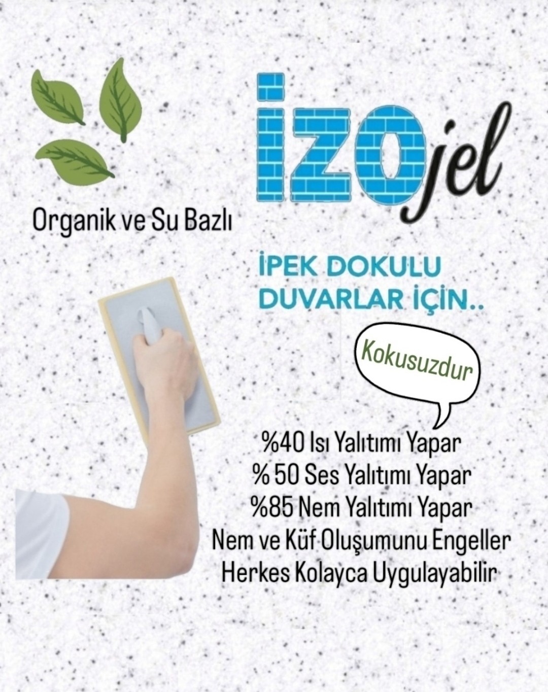 Izojel Organik Ipek Sıva - Izo-047 -Dekoratif Yalıtım Sıvası - Ses & Isı & Nem Yalıtımı