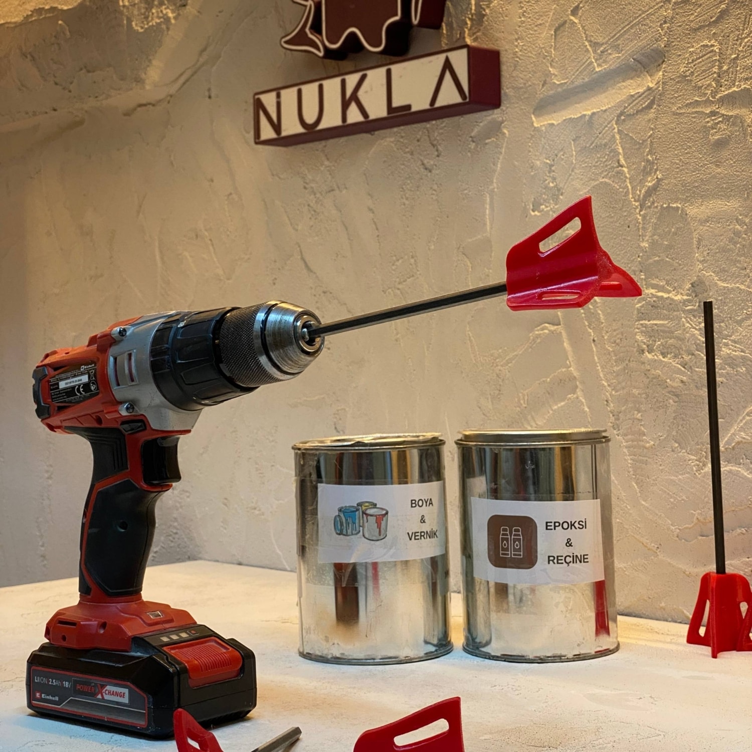 Şarjlı Matkap Uyumlu Karıştırıcı Uç – Epoxy, Boya, Taş Tozu ve Alçı Için Mikser Ucu – 20 cm Uzunluk / 60 mm Karıştırma Çapı – Plastik Ağız Demir Gövde Kompakt Tasarım