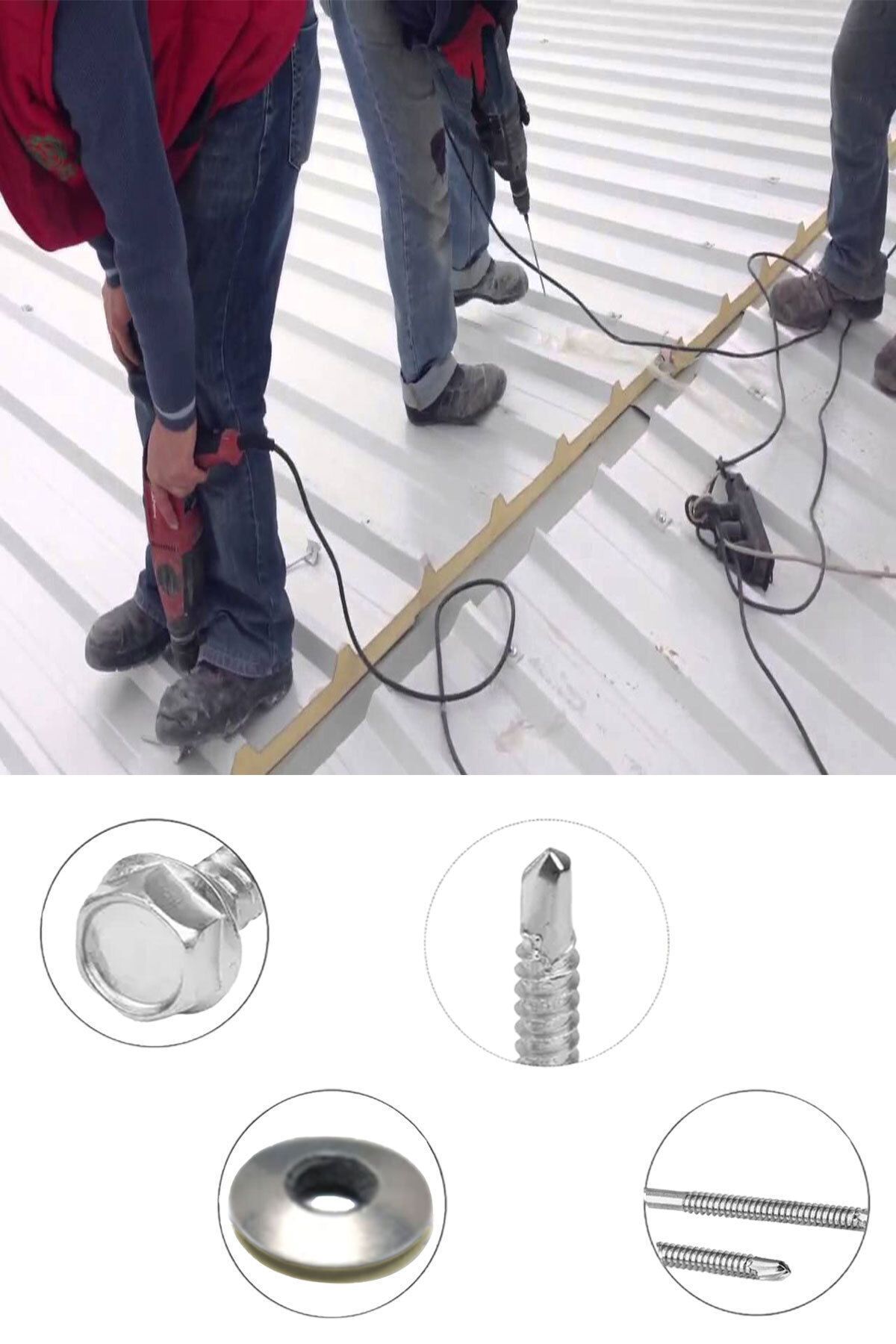 OZKUVVET Trapez Çatı Vidası 5.5x120 mm Paket 100 ADET Matkap Uçlu Sac Akıllı Vida Çatı Panel Metal Ağaç Vidas