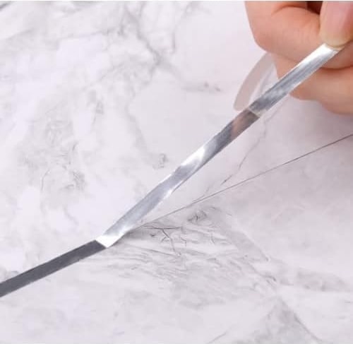OZKUVVET Fayans ve Karo Arası Şerit Bant, 1 cm 50 Metre Fayans Arası Kullanım Su Geçirmez Şerit Bant (Gümüş,silver)