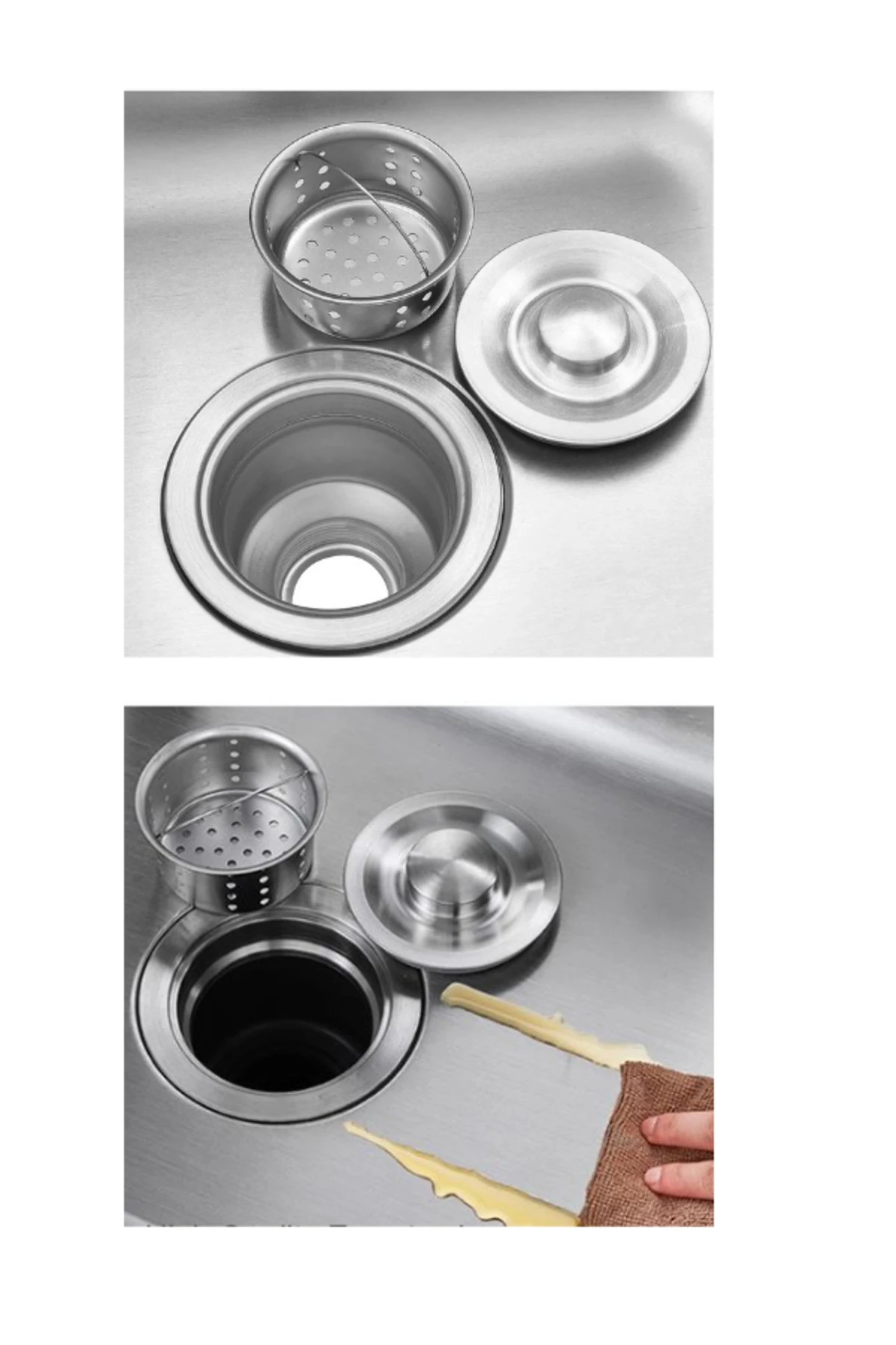 Stella Paslanmaz Çelik Mutfak Evyesi 44x44x20 Cm Sifon Seti Dahil- Tek Göz Mutfak Eviyesi