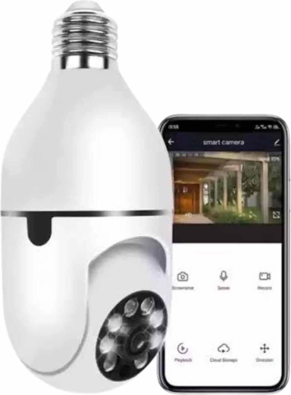 Wifi Güvenlik Kamerası Çift Kameralı Ampule Takılabilir Sensörlü