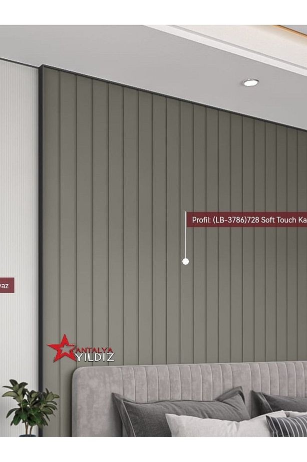 Antalya Yıldız - Kargo Bedava - Duvar Lambri Profili Lb 3786 Soft Touch Kaya Gri