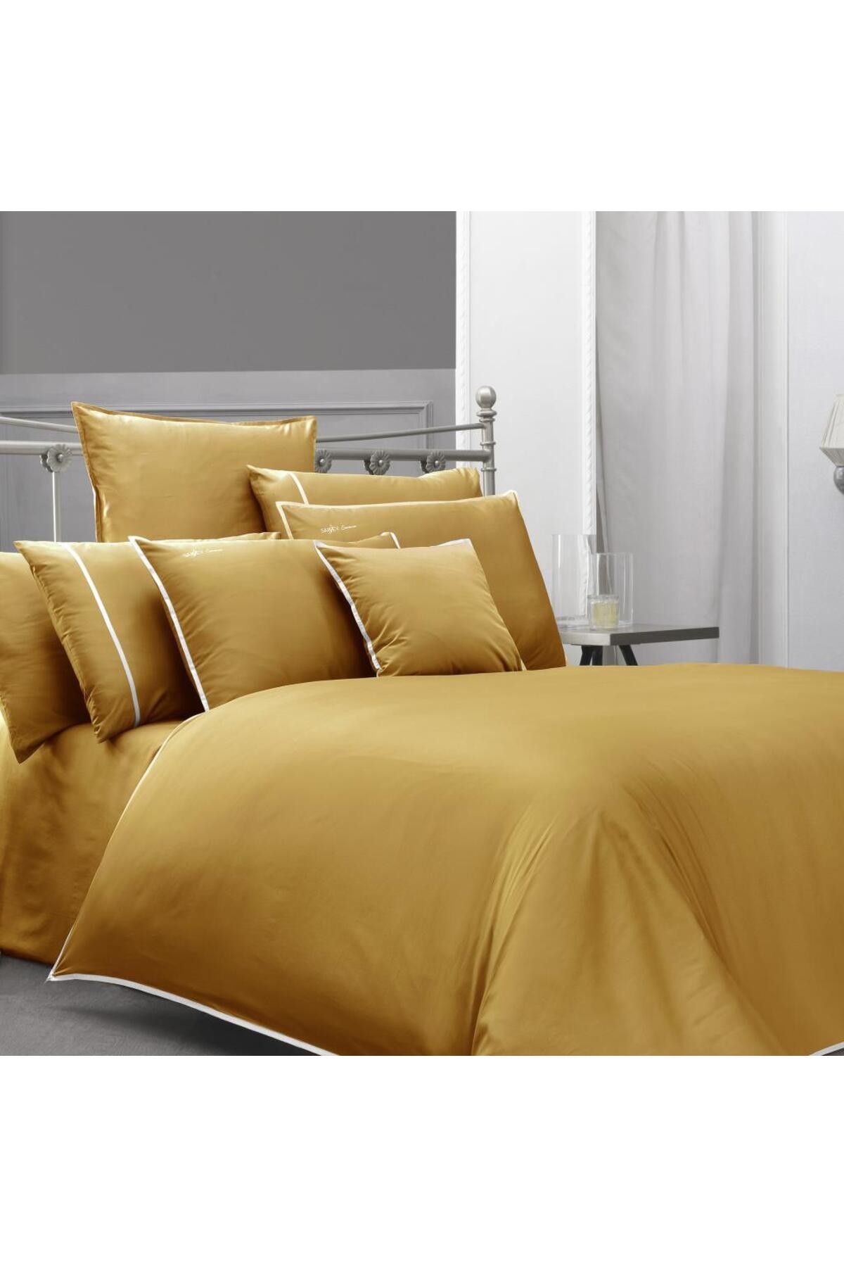 Sartoria Sarı King Size Pamuk Saten 500 Tc Nevresim Takımı