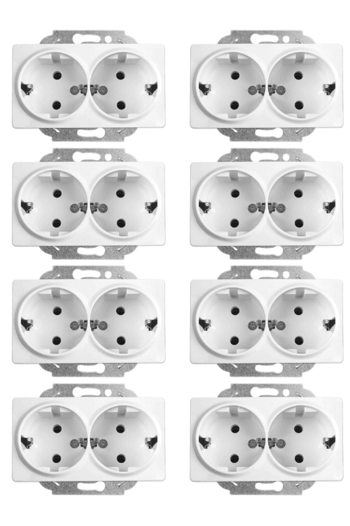 Viko Linnera İkili Topraklı Priz Beyaz 90440056 (Çerçeve Dahil) (8 Adet)