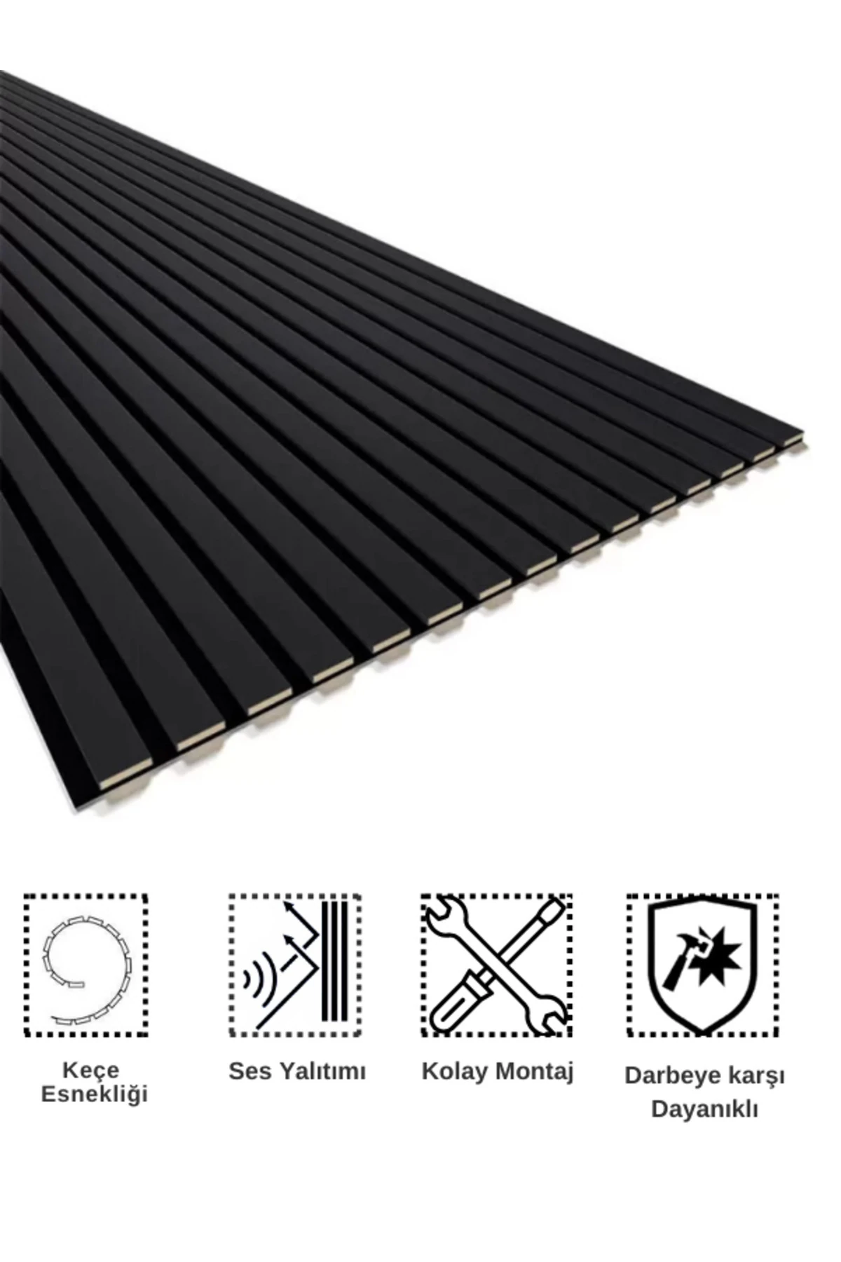 Mdf Ahşap Akustik Duvar Paneli 60x275 Cm - Siyah