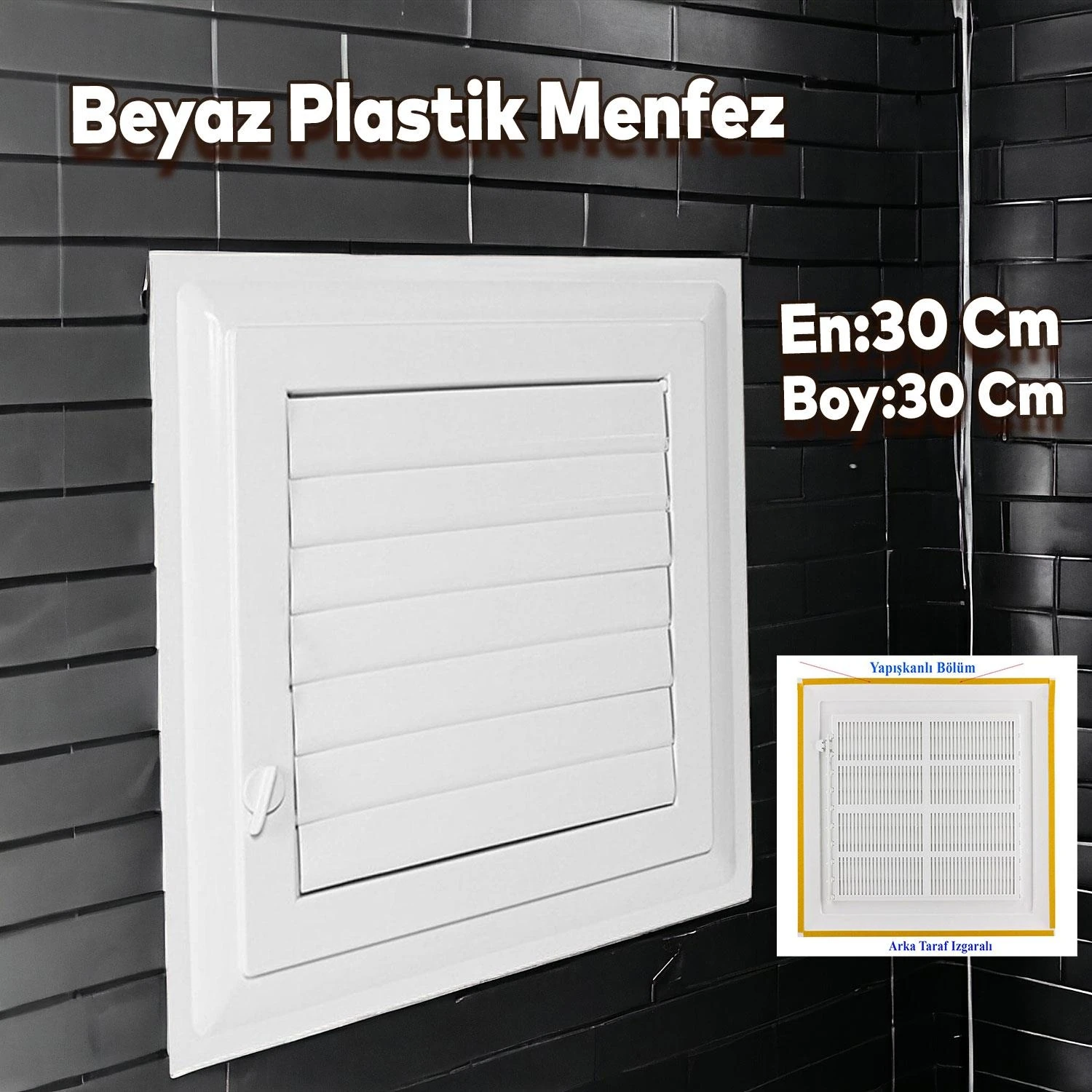 Menfez Banyo Wc Tuvalet Depo Havalandırma Plastik Panjur Beyaz 30X30 cm