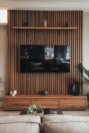 Flex 60X245 cm Ceviz Renk Akustik Ahşap Duvar Paneli