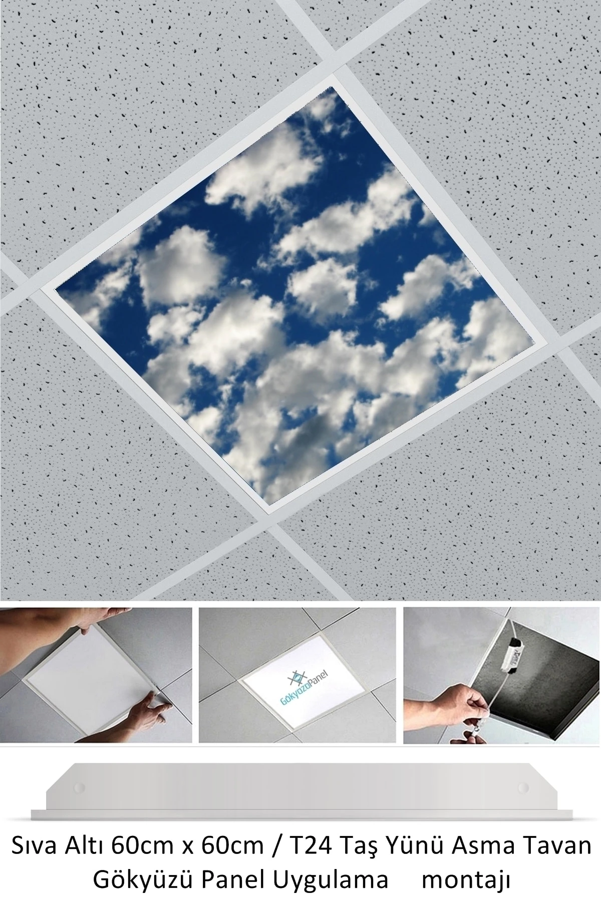 Asma Tavan Led-60cmx60cm-sıva Altı-54w-6500k-led Panel-led Armatür- 60x60 Taş Yünü Asma Tavan Ledi