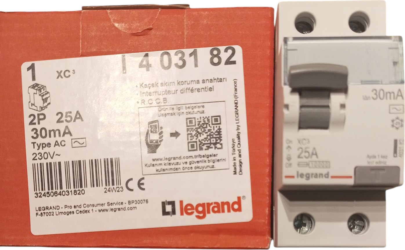 2p 25A 30M. Aac Tipi 230V Kaçak Akım Koruma Anahtarı