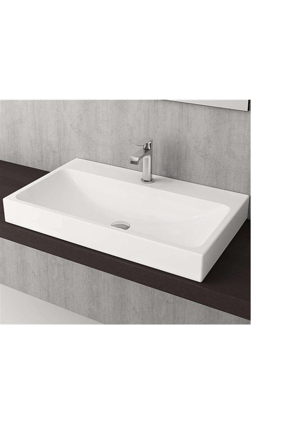 Scala Tezgah Üstü Lavabo 80 Cm Parlak Beyaz