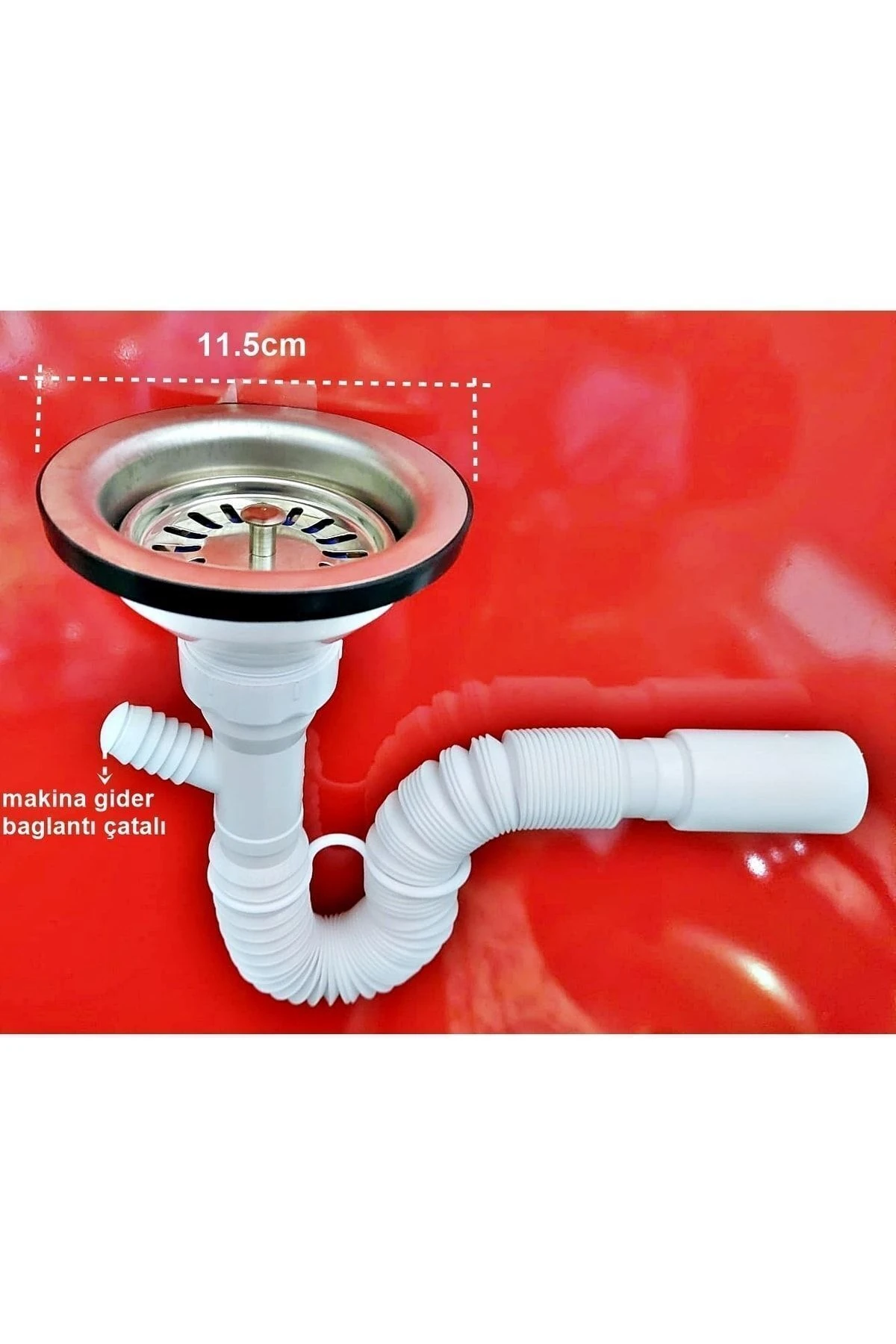 Yt40 Körüklü Çöpmak Geniş Gövdeli Mutfak Evye Sifonu-makina Bağlantı Çıkışlı-çatallı