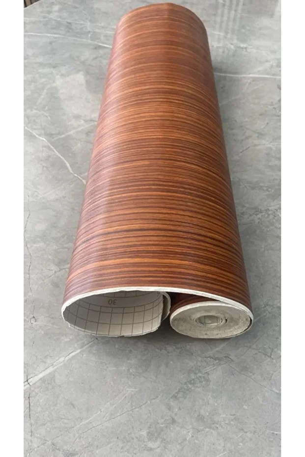 45cm x 10 Metre 1 Rulo Folyo Yapışkanlı Kestane Ahşap Görünümlü Mutfak Duvar Kaplama Folyosu Kağıdı