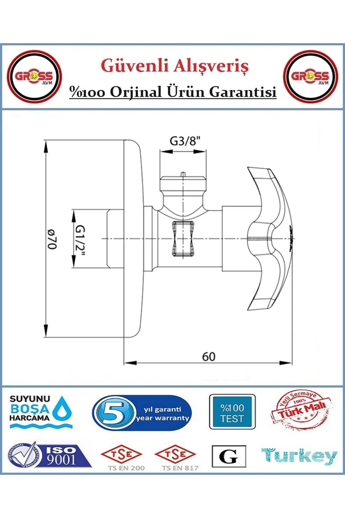 E.C.A Filtreli Taharet Ara Musluk - Kısa - Orjinal - 5 Yıl Garanti