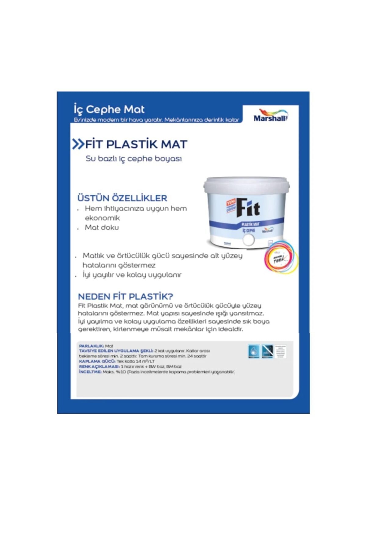 MARSHALL Fit Plastik İç Cephe Boyası 20 kg Çiğ Damlası