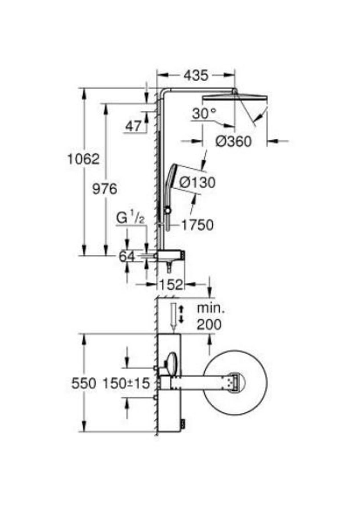 Rainshower Aqua Pure Duvara Monte Termostatlı Duş Sistemi - 1009640000