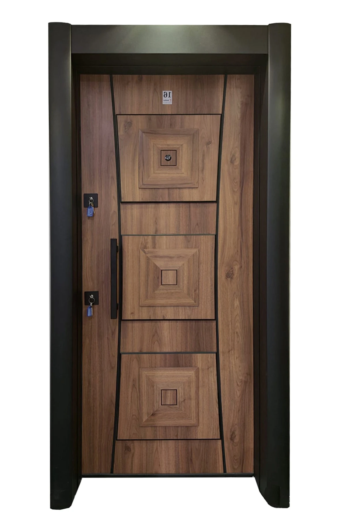 Çelik Kapı, Ahşap Renk , Kabartma Model Çelik Kapı, Tırnaklı Çelik Kapı Sağ Açılım