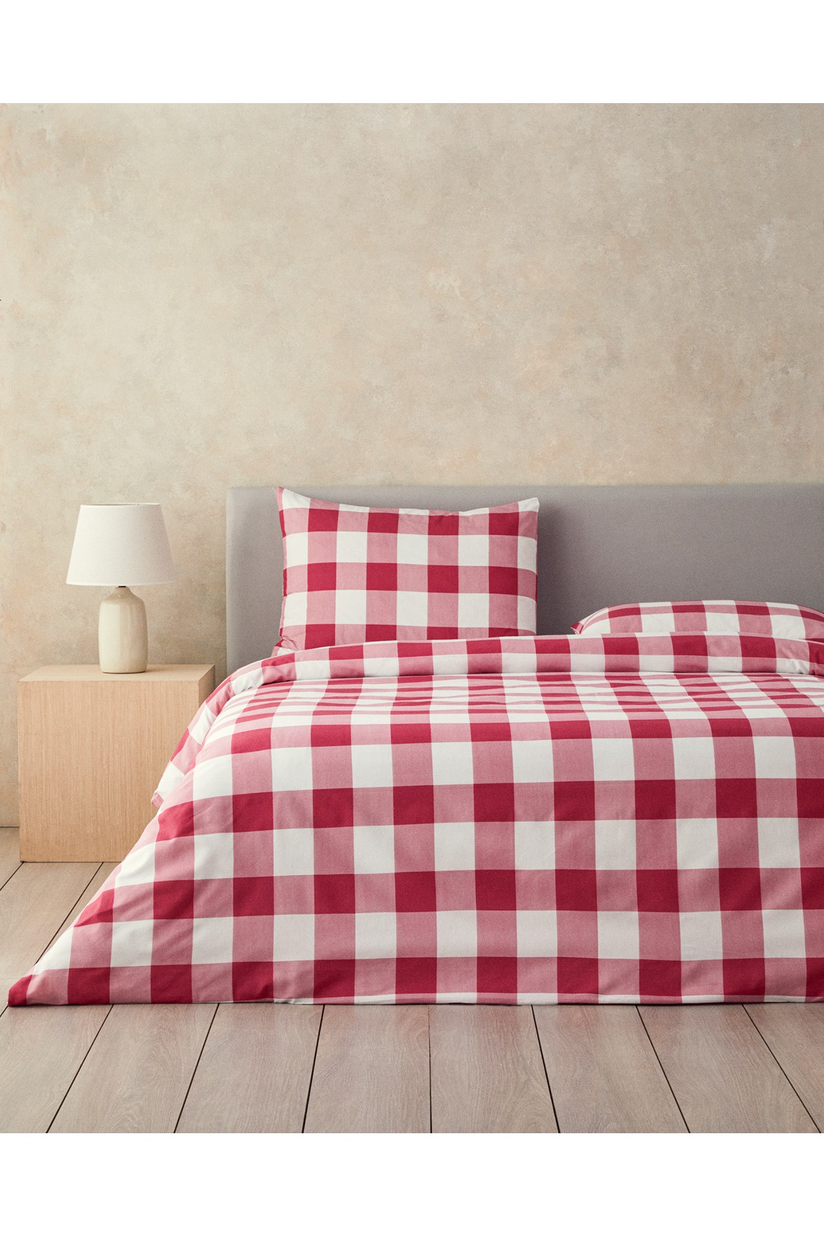 Gingham Çift Kişilik Nevresim Seti Pembe