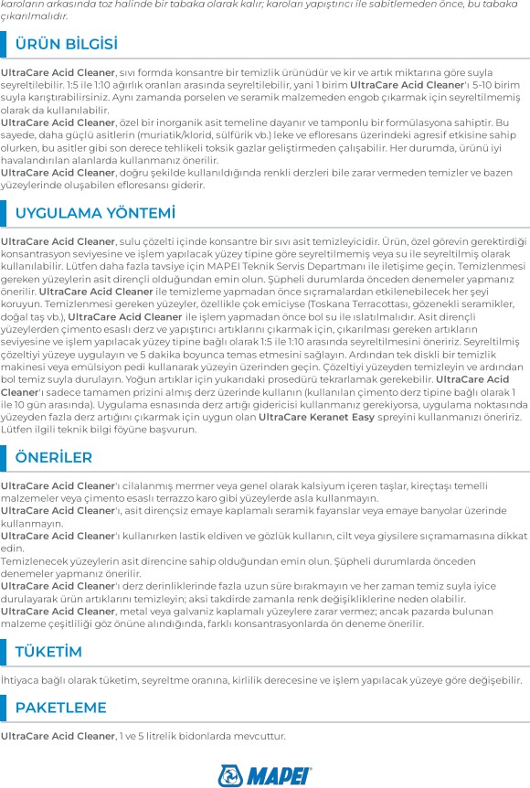 Ultracare Acıd Cleaner Çimento/beton Temizleyici