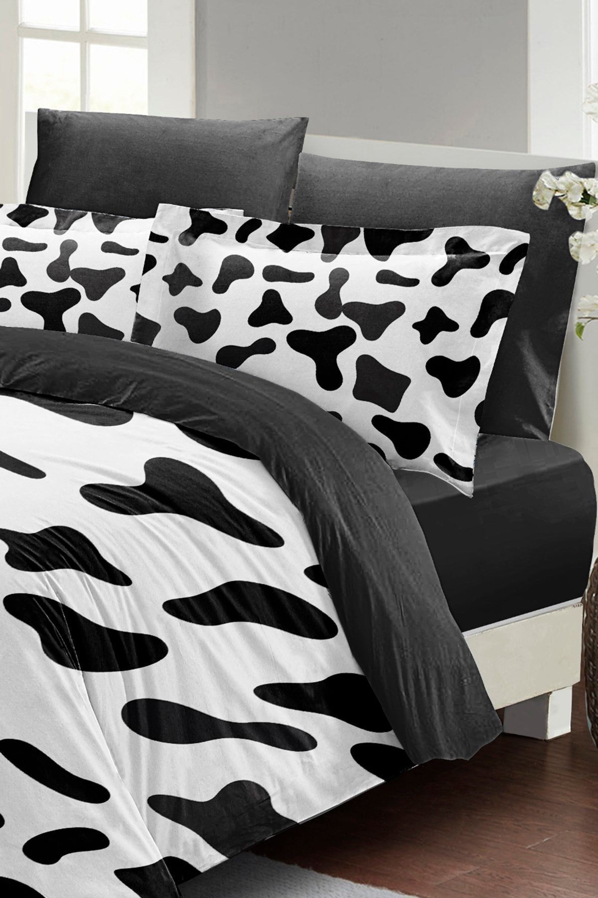 Nevresim Takımı %100 Doğal Pamuk Çift Kişilik 3d Digital Cow