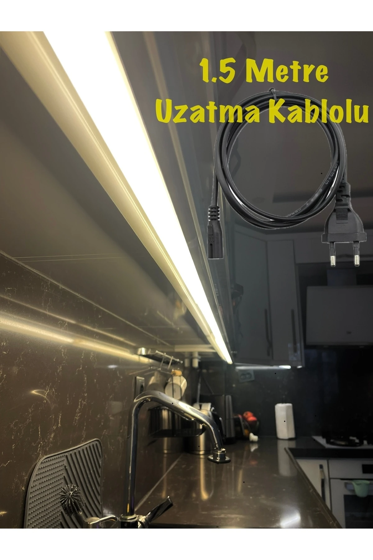 Mutfak Tezgah Ve Dolap Altı Led Işık Aydınlatma 60 Cm 3200k Renk Eklenebilir Anahtarlı Tak Çalıştır