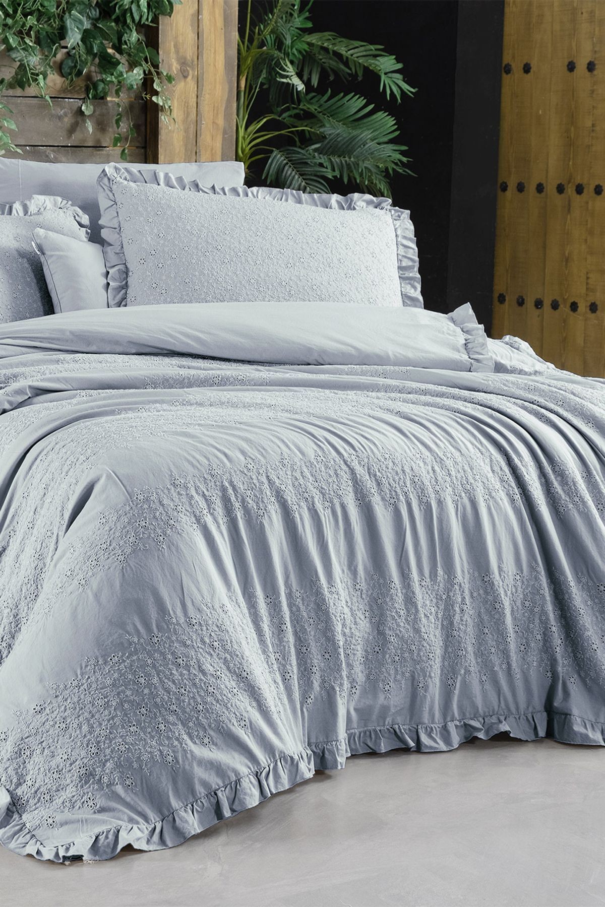Girona Mavi Çift Kişilik %100 Pamuk Mood Comfort Nevresim Takımı