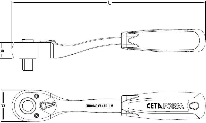 C21-14N 1/2" Düğmeli Cırcır Kolu (Açılı Gövde)