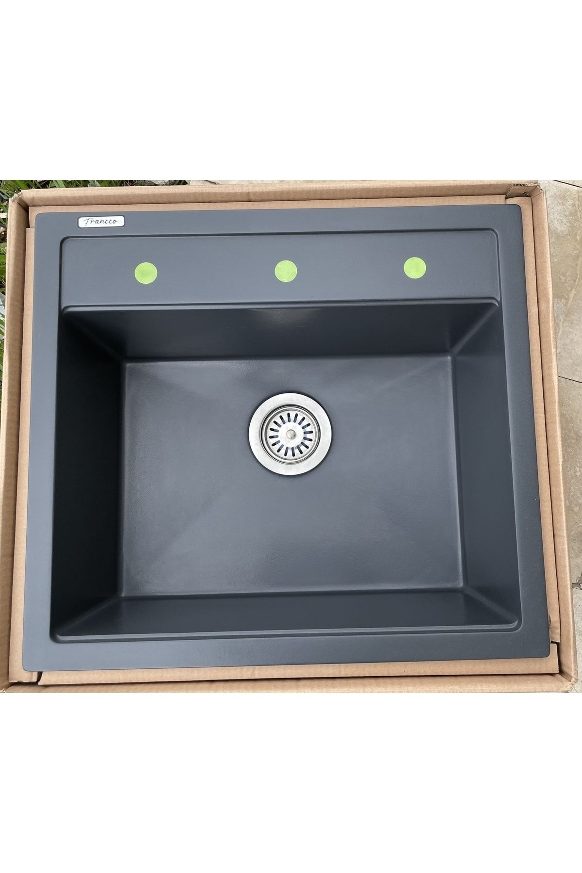 Granit Evye Antrasit Tek Gözlü Mutfak Evyesi 50x55 Cm