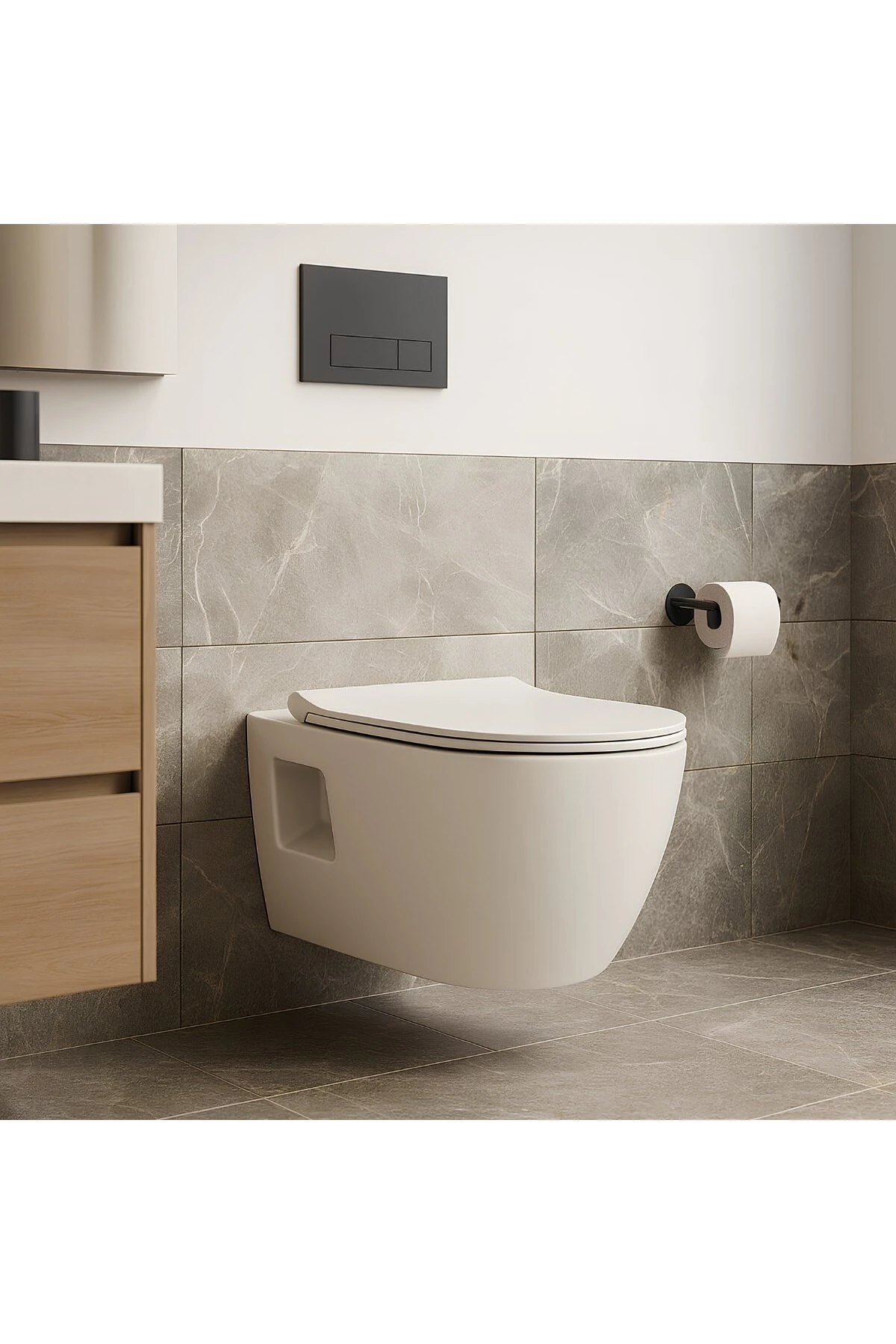 Rondo Beyaz Kanallı Asma Klozet RND5508, Nkp Grande Yavaş Kapak