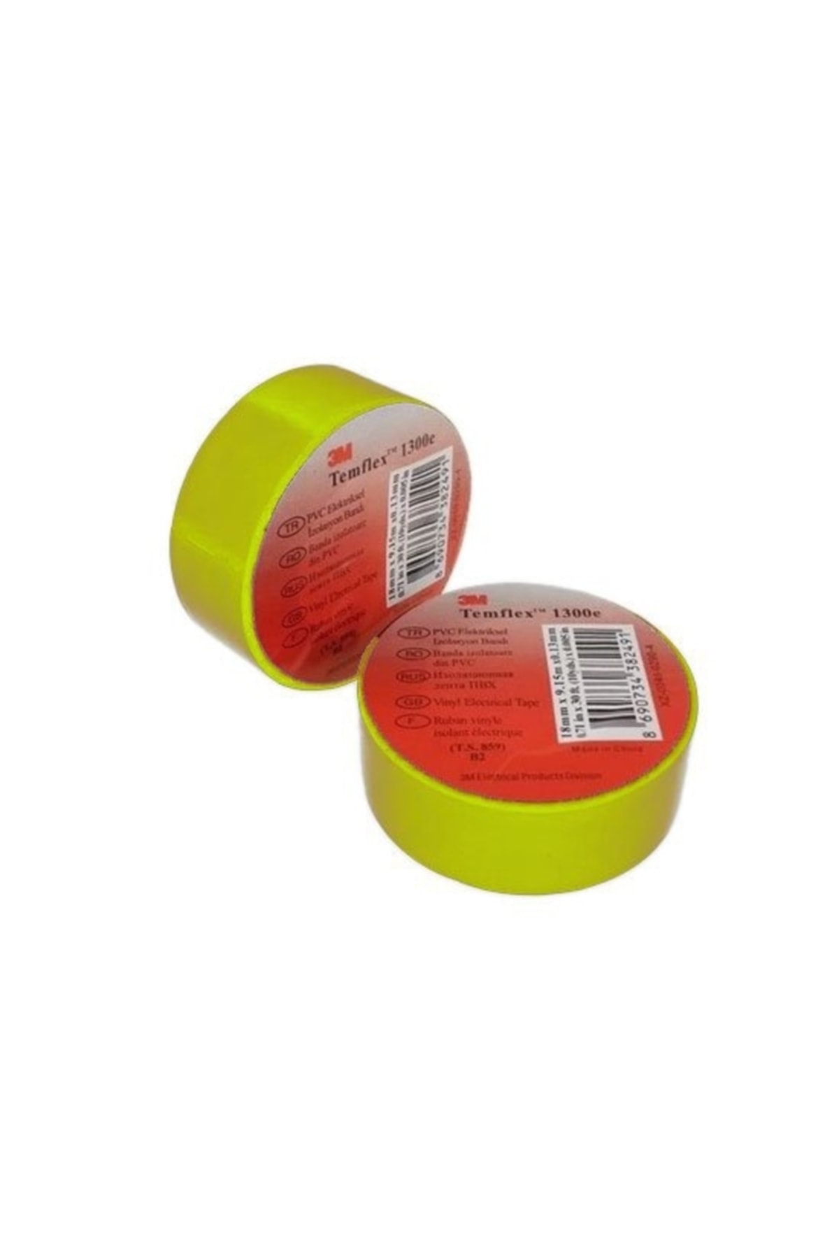 3M Temflex 1300e Pvc Izole Bant Sarı 18mm 10 Adet