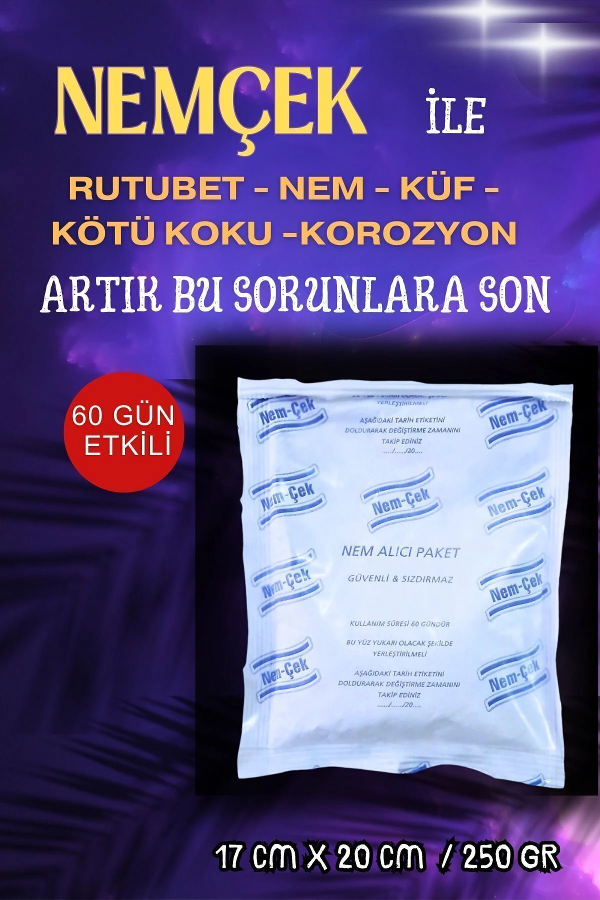 Ev Nemçek, Nem Alıcı Tutucu Rutubet Giderici Önleyici Korozyon Önleyici Koku Giderici 250 gr 1 Paket