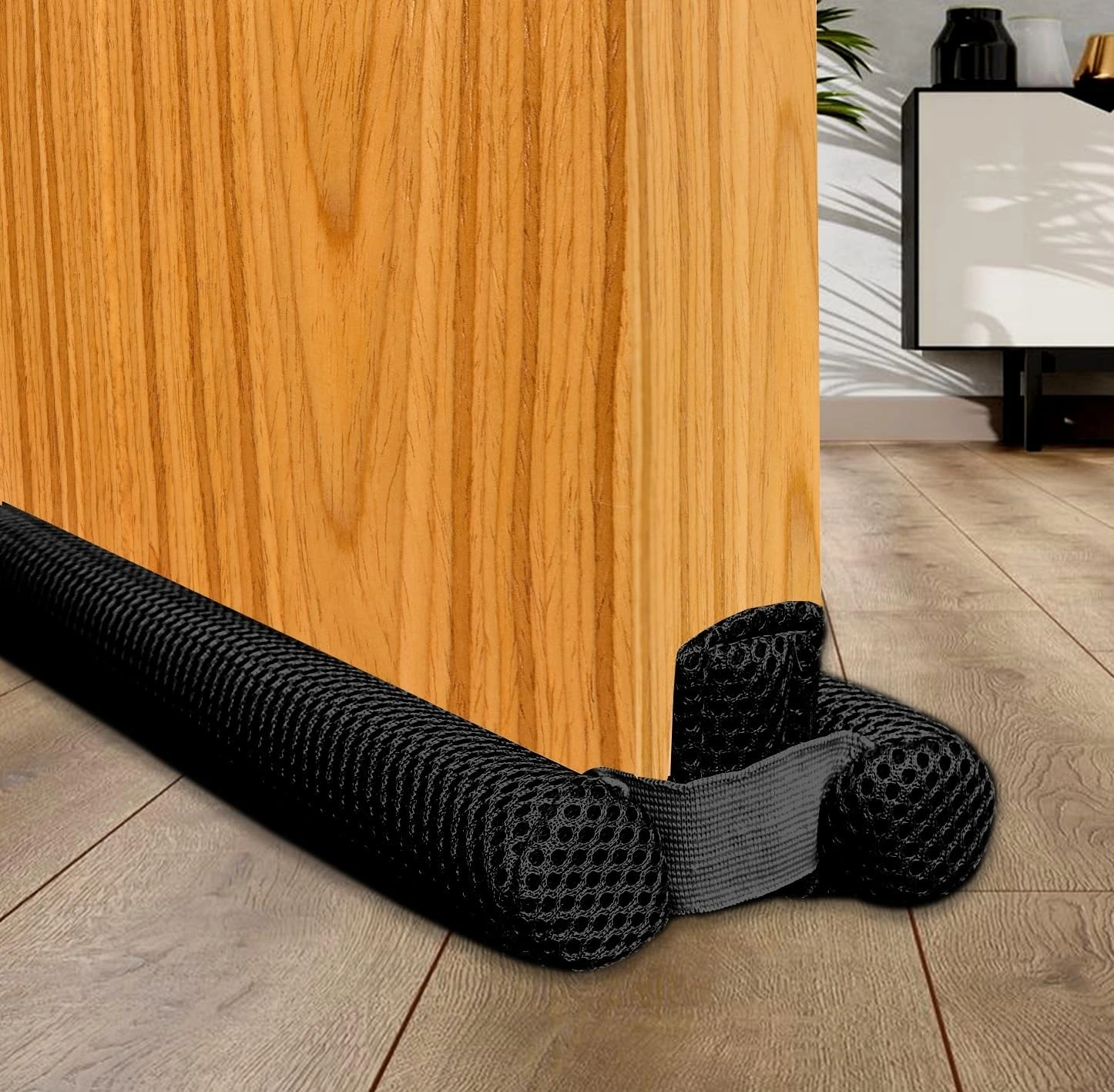 Taraflı Kapı Altı Izolasyon Süngeri, Kapı Altı Rüzgar Önleyici, Ayarlanabilir, Soğuk Geçirmez, Toz Geçirmez, Eşik Altlığı(Siyah)