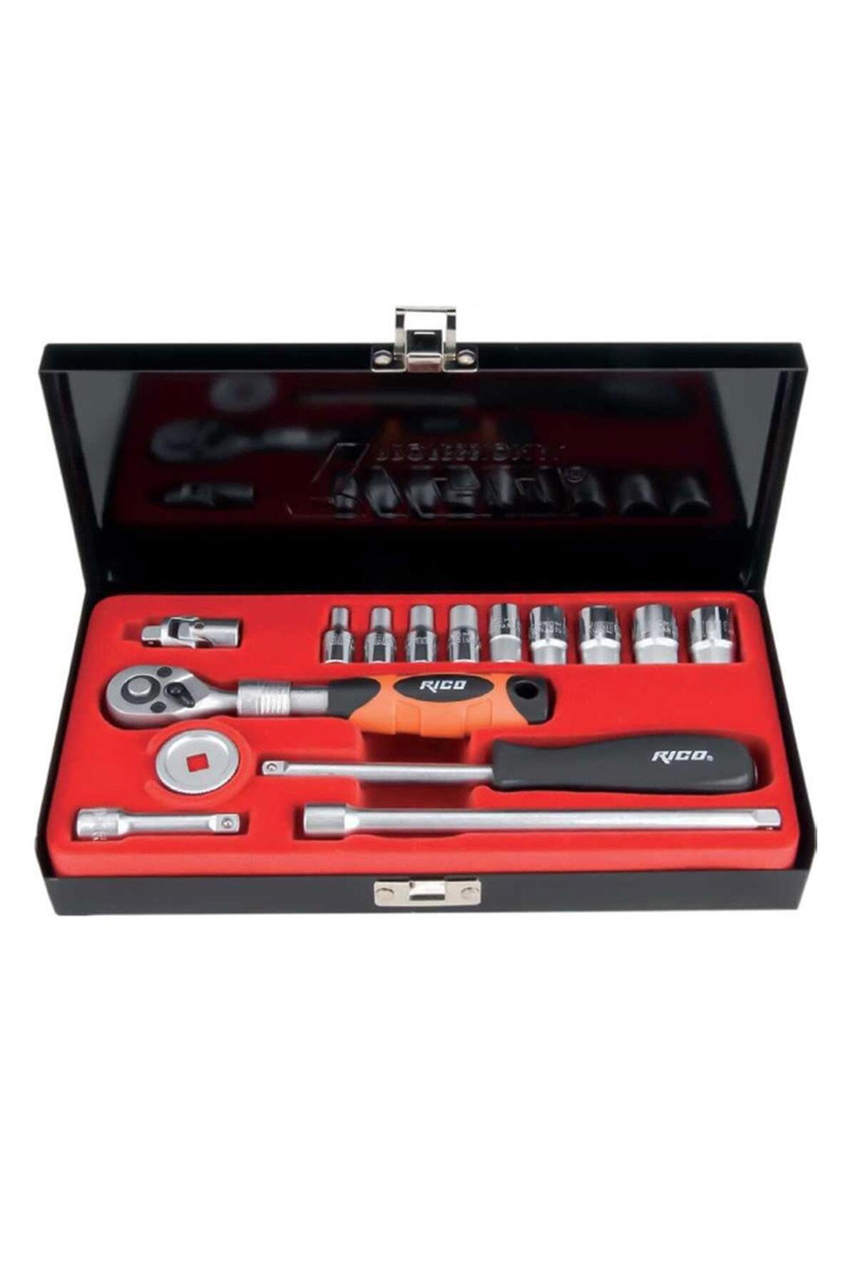 RİCO 006-RC1017 16 Parça 1/4 Uzatmalı Cırcırlı 4-13 mm Lokma Takımı