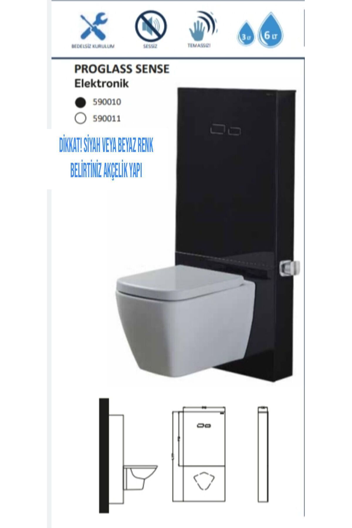 Proglass Temassız Elektronik Rezervuar Asma Klozet Tam Takım