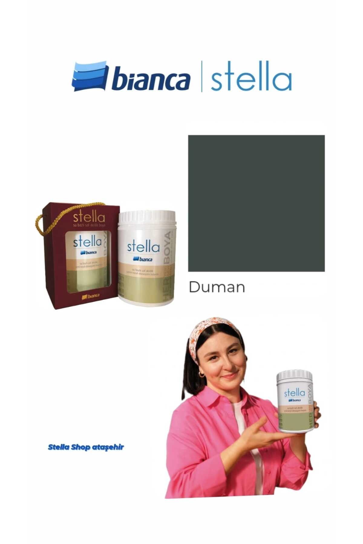 Stella Su Bazlı Saf Akrilik Boya 500ml - Duman