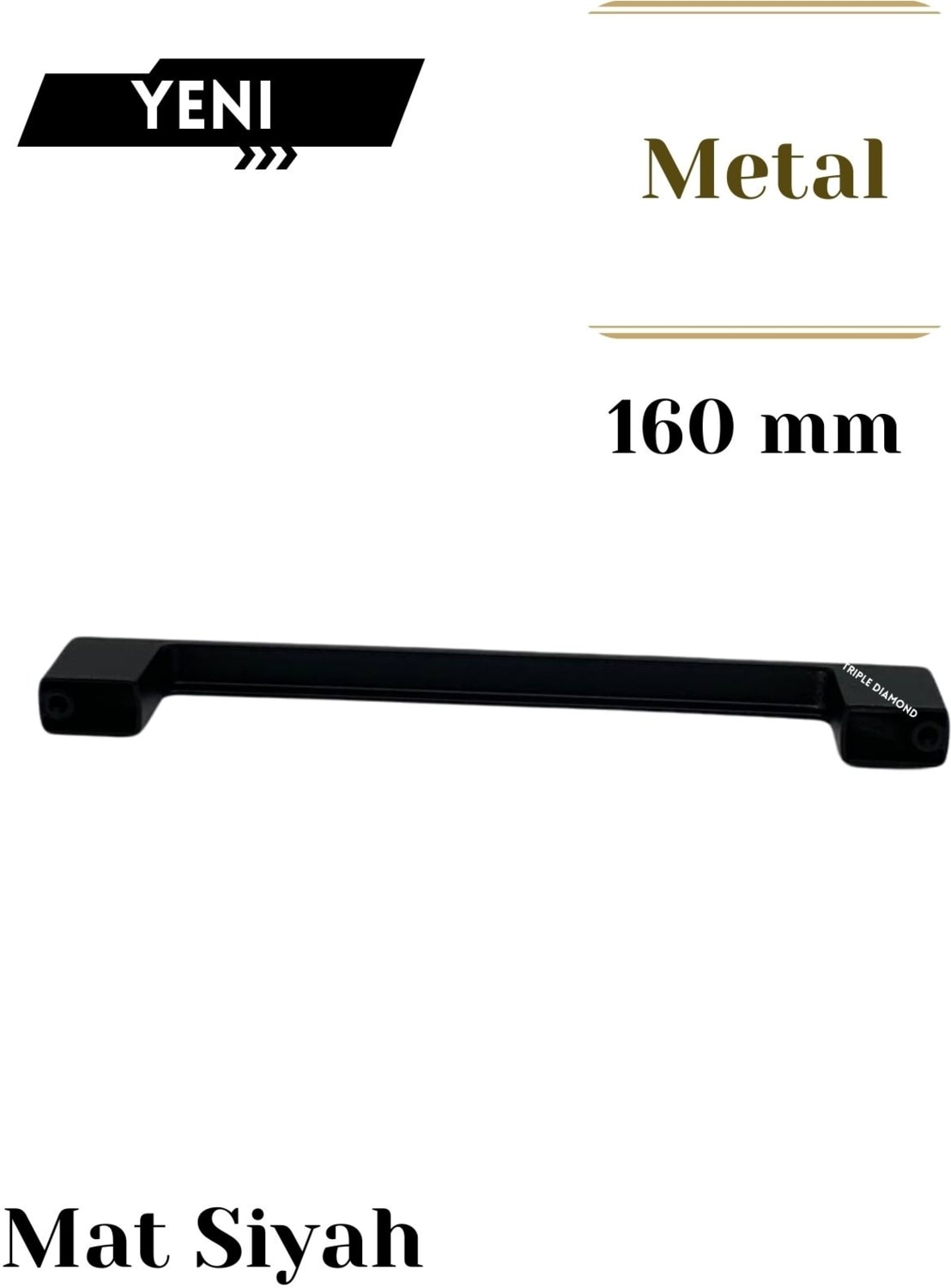 160 mm Metal Siyah Çekmece Kulpları Dolap Mutfak Mobilya Kulpu 1 Adet ( 16 cm ) = 160MM