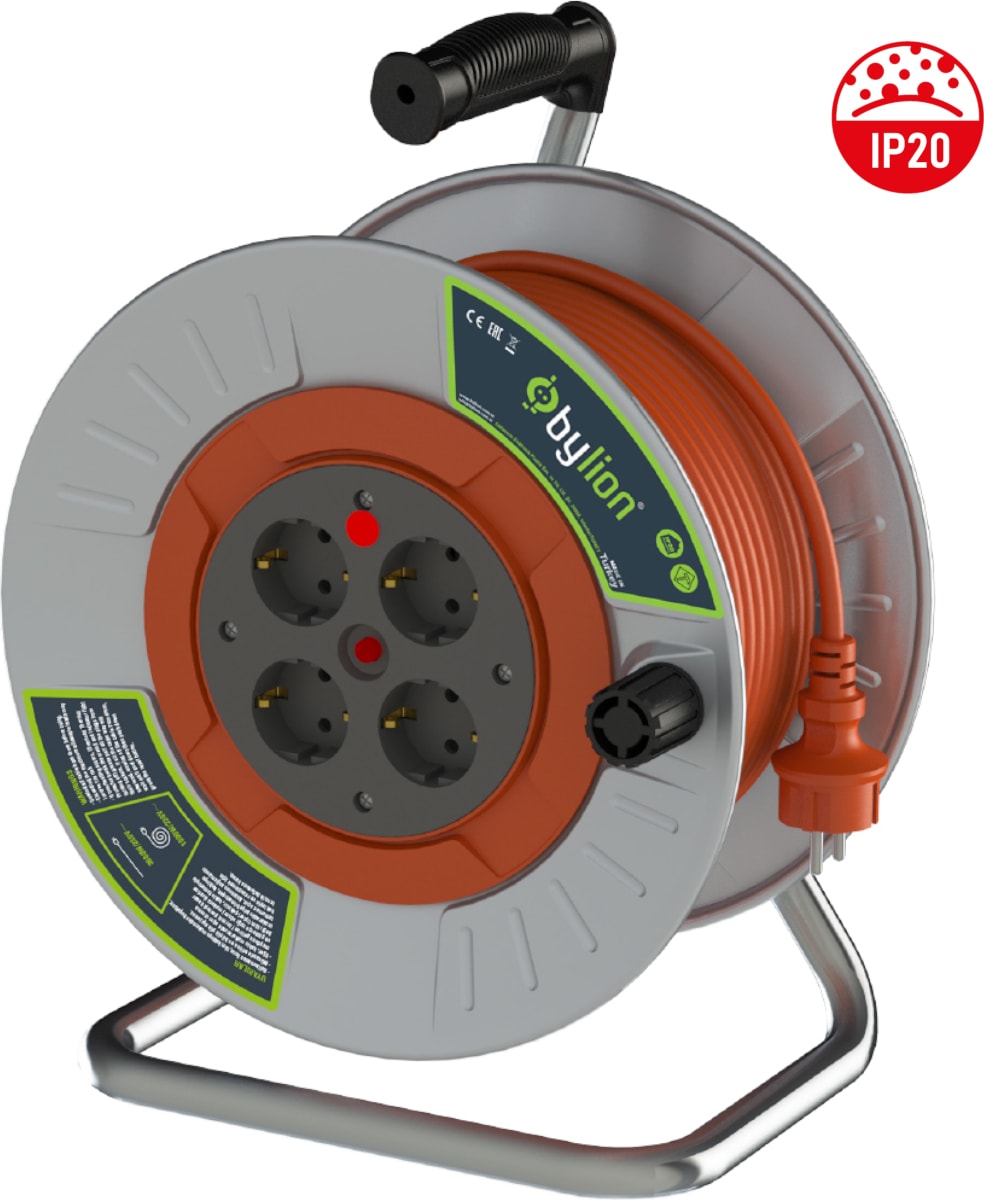 MME-20325-F 3x2,5 20MT Kablolu Metal Seyyar Kablo Makarası