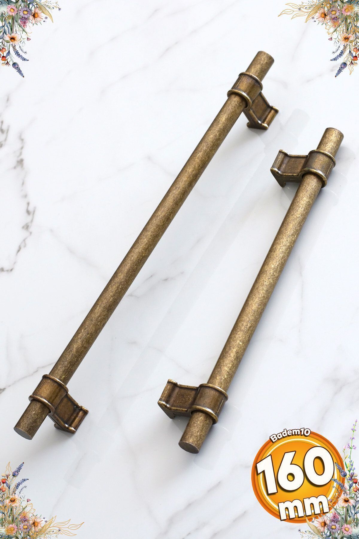 BADEM10 Hisar Eskitme Antik Sarı Metal 160 Mm-16 Cm Mobilya Mutfak Çekmece Dolap Dolabı Kulpu Kulbu Kulpları