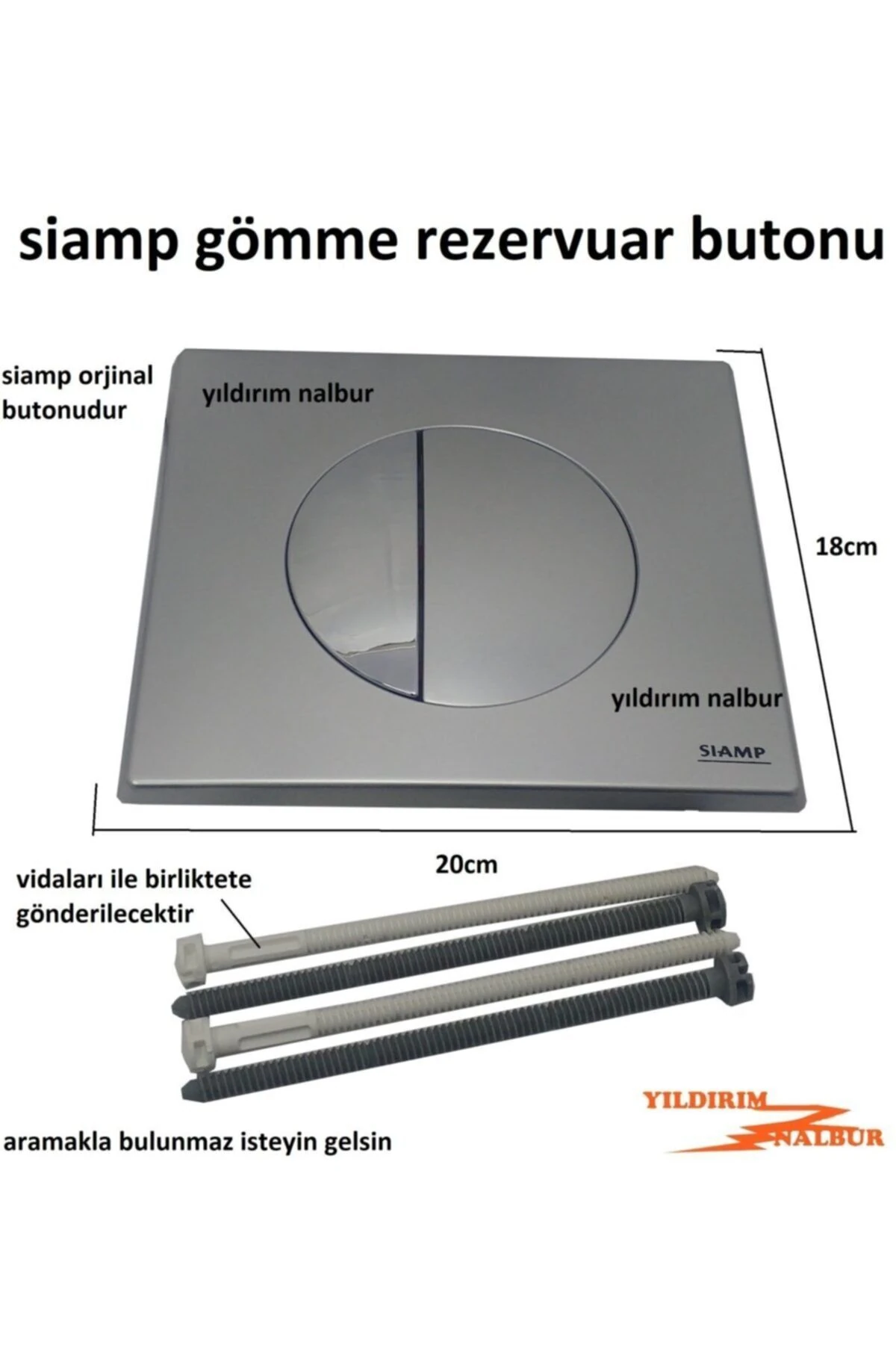 Siamp Gömme Rezervuar Butonu Kare Yuvarlak Düğmeli