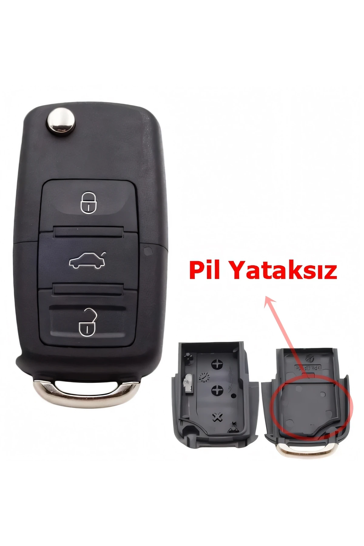 Volkswagen Tipli Akıllı Kumanda Kabı Anahtar Kabı Pil Yataksız