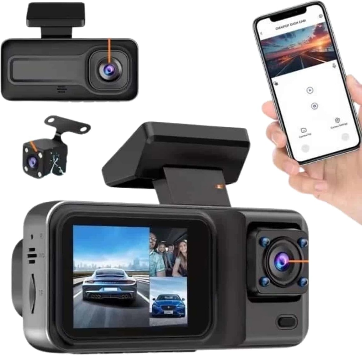 Dvr Araç Içi Kamera Ön ve Iç Kamera 2 Inç Ekranlı Çift Kamera